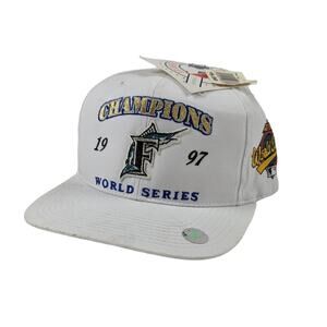 Vintage 1997 Florida Marlins World Series MLB Baseball White Snapback Hat NEW